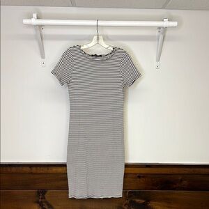 One‎ Clothing Stretchy Black and White Striped Dress- L